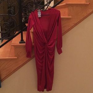 Boohoo Dress, Red, SZ 6, New With Tags
